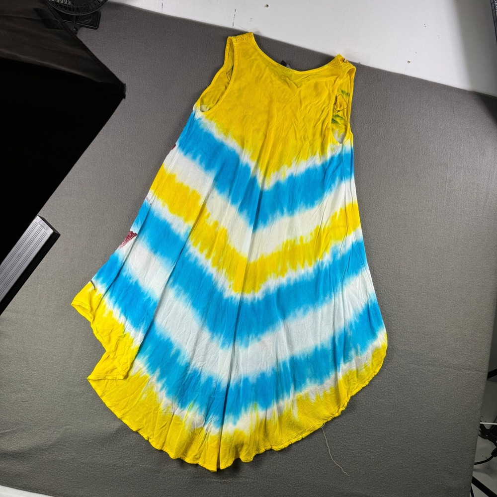Ocean Breeze Dress Tie Dye Beach Resort Rayon Floral Sequin Sleeveless OSFA - Picture 2 of 10